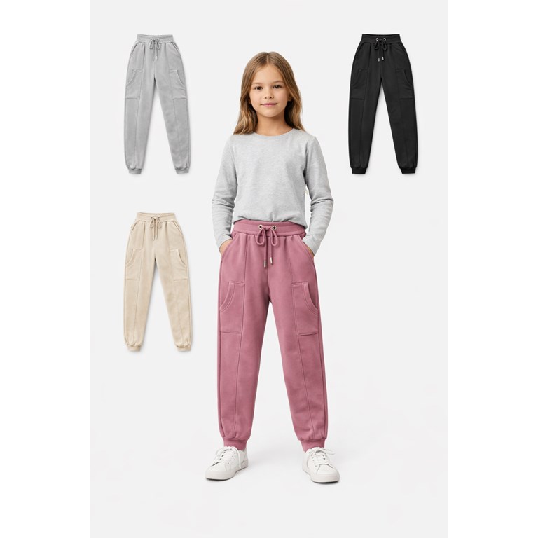 PANTALON JOGGER DE FRISA CON BOLSILLOS Y CORDON REGULABLE, UNISEX. WAY