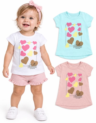 REMERA MANGA CORTA BEBA CON ESTAMPA CORAZONES. BABY WAY