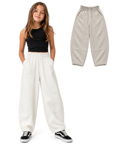 Pantalón de lino 'Balloon' con bolsillos para nena. Baby Way