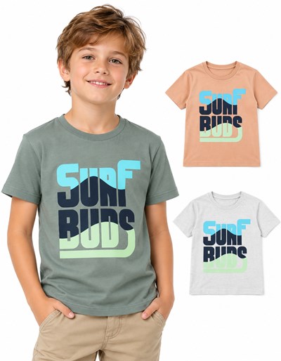 REMERA DE VARON CON ESTAMPA SURFBUDS. BABY WAY