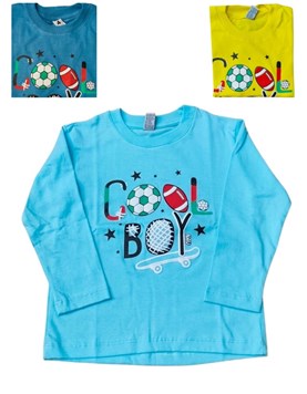 Remera manga larga estampada bebe 'cool boy'. Colores surtidos. Wild cherry