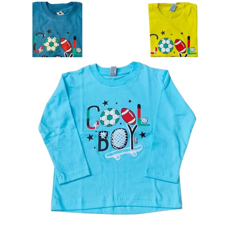 Remera manga larga estampada bebe 'cool boy'. Colores surtidos. Wild cherry