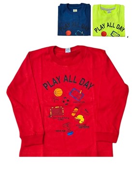 Remera manga larga estampada bebe 'play all day'. Colores surtidos. Wild cherry