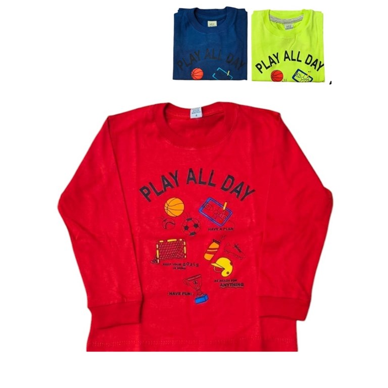 Remera manga larga estampada bebe 'play all day'. Colores surtidos. Wild cherry
