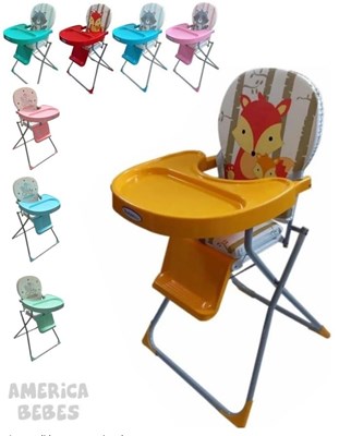 SILLA CON BANDEJA REBATIBLE ECONOMICA. COLORES SURTIDAS. BABY AND CO