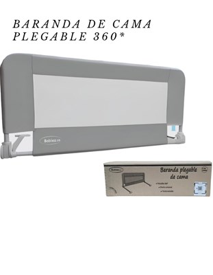 BARANDA PLEGABLE DE CAMA. REBATIBLE 360°. FUNDA EXTRAIBLE. UNIVERSAL. BABY AND CO