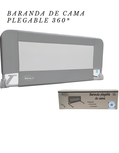 BARANDA PLEGABLE DE CAMA. REBATIBLE 360°. FUNDA EXTRAIBLE. UNIVERSAL. BABY AND CO