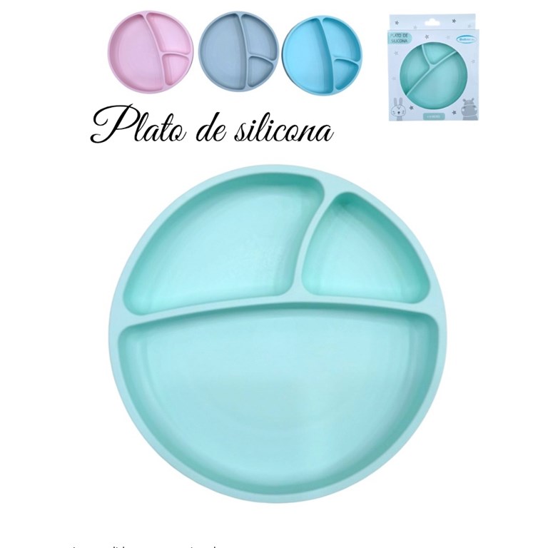 PLATO  DE SILICONA CON 3 DIVISIONES. BABIES CO