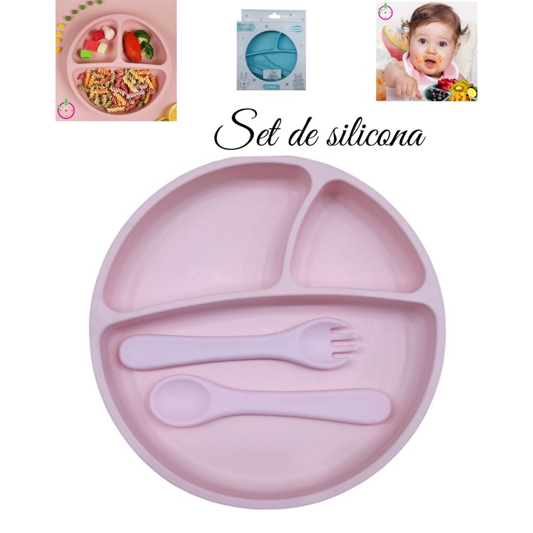 SET PLATO Y CUBIERTOS DE CILICONA. BABY AND CO