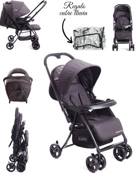 COCHE TWISTER PLUS , MANIJA REBATIBLE. CAPOTE C/VISOR Y BOLSILLO. MANIJA PARA BEBÉ. CIECERA REGULABLE. CINTURÓN 5 PUNTOS, CANASTO AMPLIABLE, ASIENTO RECLINABLE. INCLUYE CUBRE LLUVIA. KIDDY