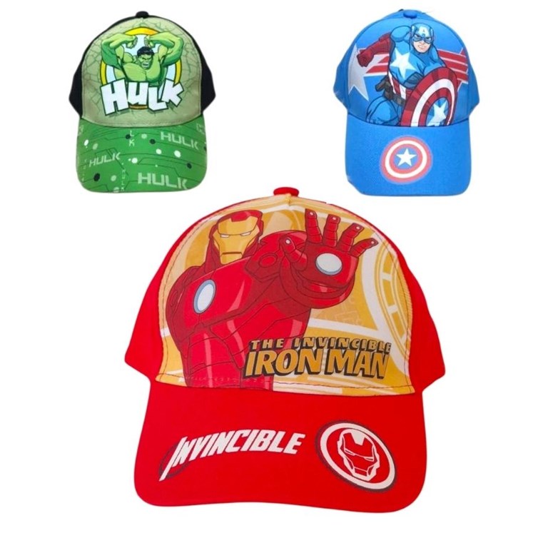 GORRO CON VISERA NIÑO AVENGERS ESTAMPAS IRON MAN CAPITAN AMERICA HULK DISNEY