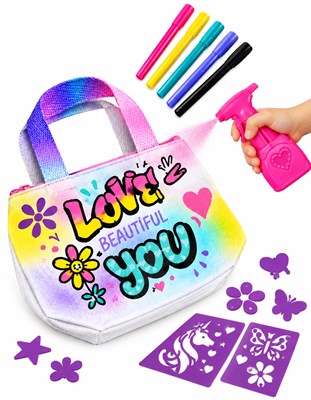 PI33 SET AEROGRAFO Y BOLSA DE TELA PARA PINTAR . INCLUYE: 5 COLORES Y PLANTILLAS