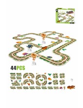 TA40 - PISTA ROMPECABEZAS 2 EN 1 DINOSAURIOS.  PARA ARMAR PISTA  44 PIEZAS. CON AUTITOS. LOVE