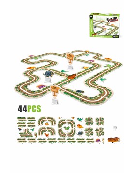 TA40 - PISTA ROMPECABEZAS 2 EN 1 DINOSAURIOS.  PARA ARMAR PISTA  44 PIEZAS. CON AUTITOS. LOVE