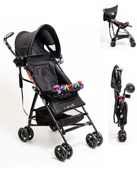 Cochecito paraguitas tap Love. • Coche paragüitas LOVE. • Sistema TAP: Para plegado práctico. • Múltiples posiciones con gancho mariposa. • Manija fija. • Con apoya vaso. • Con amplio canasto para gua