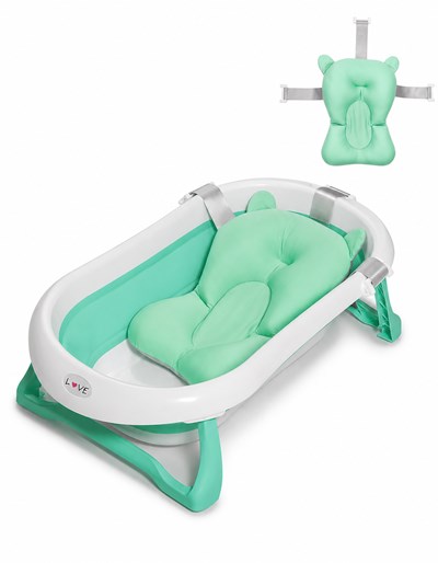 REDUCTOR DE BAÑERA MULLIDO par sostener al bebé. Largo de tiras regulables para adaptar en cualquier bañera. LOVE