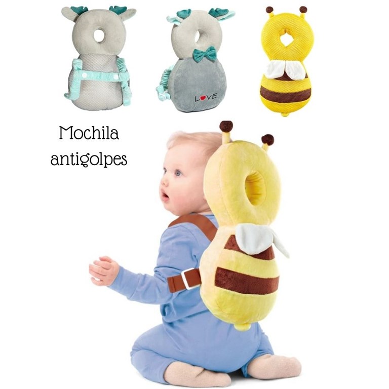 Mochila Antigolpes. Para protección del bebé. Con tiradoreselásticos ajustables y abrojo. Love