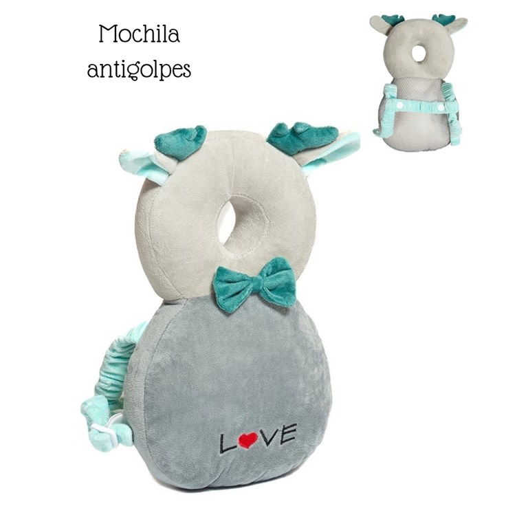 Mochila Antigolpes. Para protección del bebé. Con tiradoreselásticos ajustables y abrojo. Love