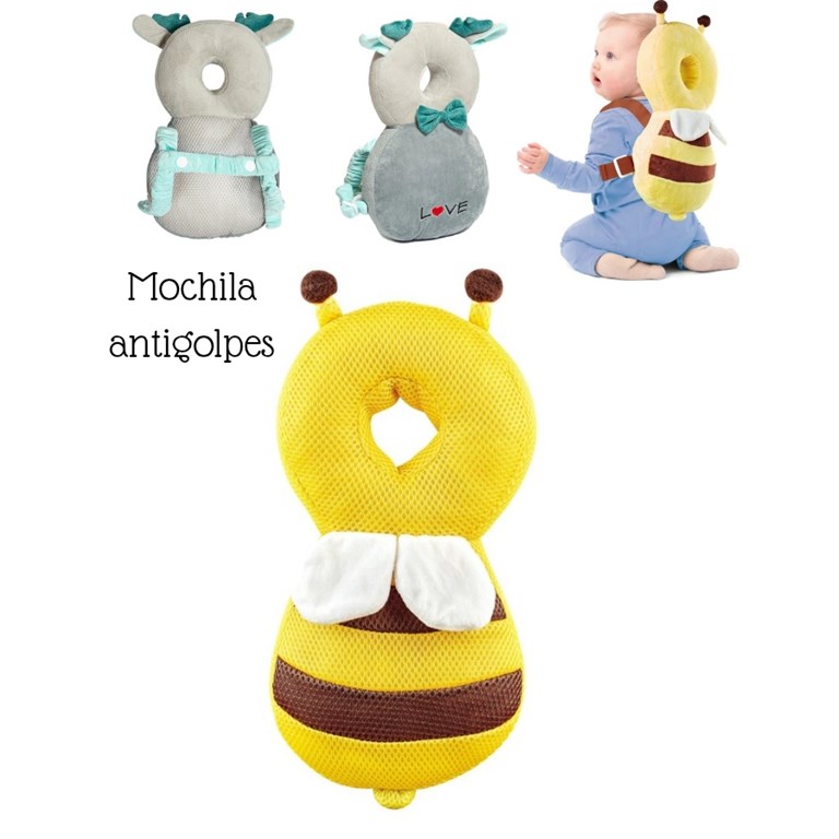 Mochila Antigolpes. Para protección del bebé. Con tiradoreselásticos ajustables y abrojo. Love