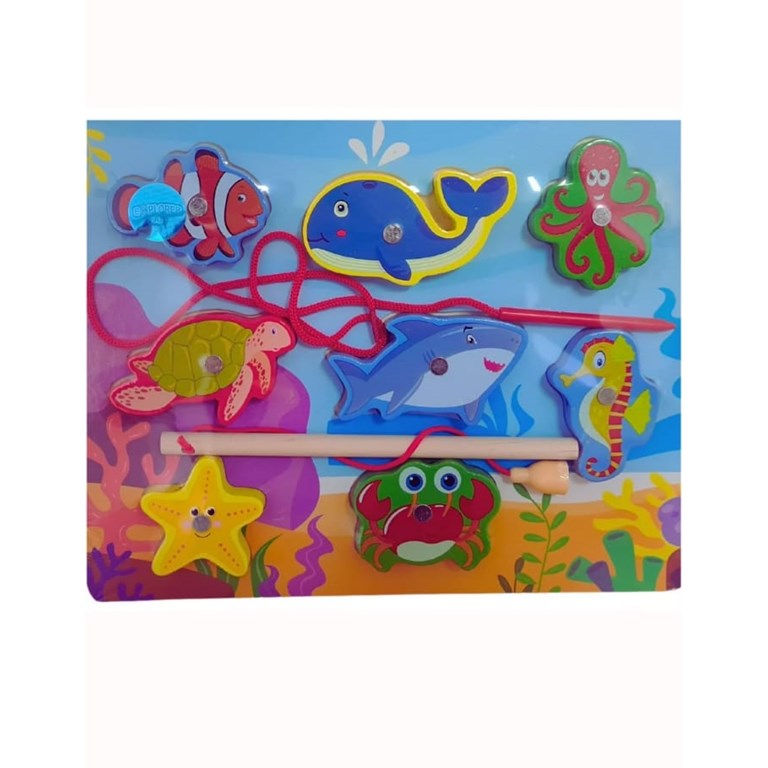 Pesca magnetica y juego de encastre de madera 'Fondo del Mar'. Love