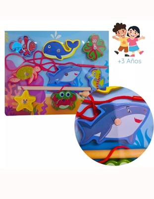 Pesca magnetica y juego de encastre de madera 'Fondo del Mar'. Love