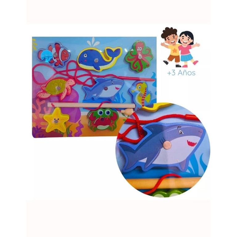 Pesca magnetica y juego de encastre de madera 'Fondo del Mar'. Love