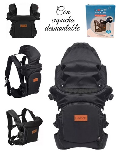 MOCHILA PORTA BEBE CON CAPUCHA. LOVE