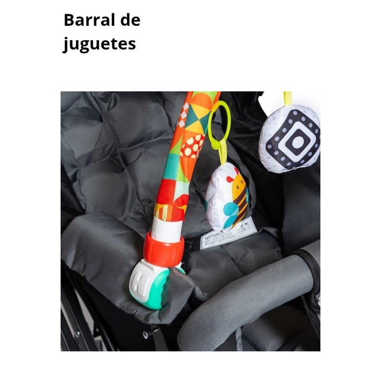 Barral de juguetes. Movil para cochecito o cuna multiuso. Juguetes con sonidos. Anclaje universal. Love