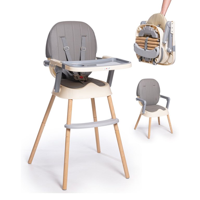 silla de comer con tapozadp de ecocuero 3 en 1 :alta baja y booster embalaje:1caja love