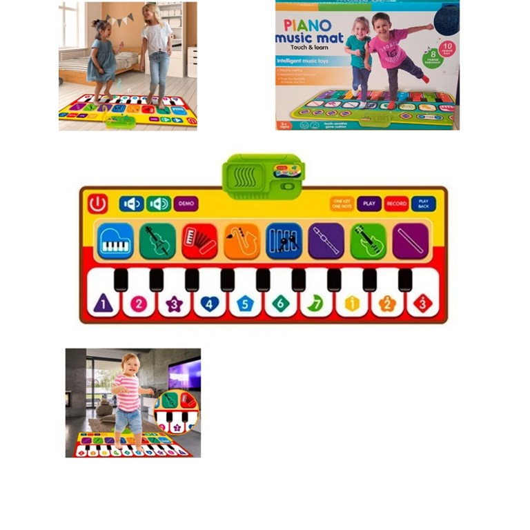 AM07 - ALFOMBRA MUSICAL DE TELA con 10 teclas musicales 30x60 cm. LOVE