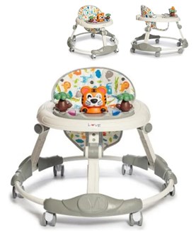 Andador musical con plegado compacto sencillo. 4 posiciones de asiento y de altura. Love