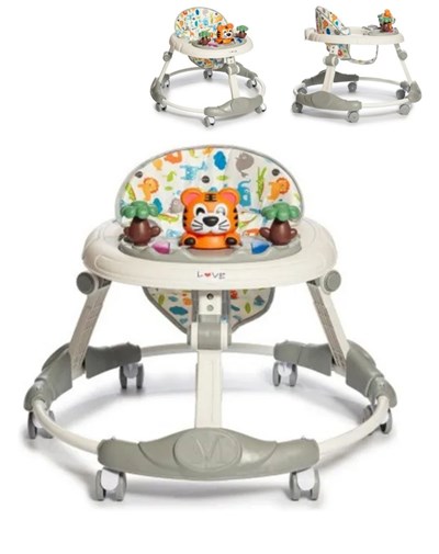 Andador musical plegado compacto sencilllo, 4 posiciones de asiento y 2 de altura. Love