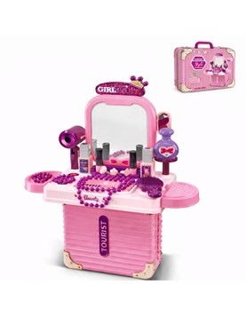 VALIJA PELUQUERIA 2 EN 1, DOS FORMAS DE ENSAMBLAR, CON ESPEJO Y ACCESORIOS DE BELLEZA. LOVE