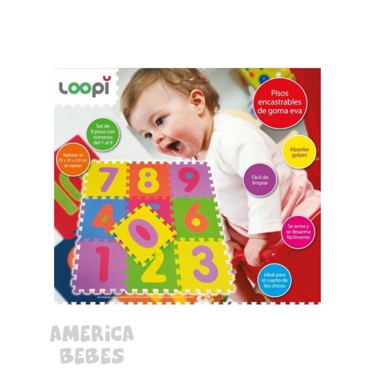 PISO ENCASTRABLE EN GOMA EVA CON NUMEROS 10 BALDOSAS DE 31,5 X 31,5 X 10 CM DE ESPESOR LOVE