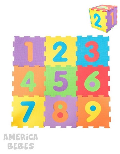 PISO ENCASTRABLE EN GOMA EVA CON NUMEROS 10  BALDOSAS DE 31,5 X 31,5 X 10 CM DE ESPESOR LOVE