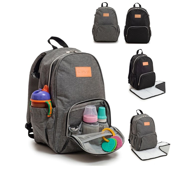 Mochila maternal con cambiador. • Mochila maternal con cambiador. • 1 bolsillo externo. • 3 bolsillos internos con compartimientos térmicos. • 2 bolsillos laterales. • Ganchos para colgar al manubrio