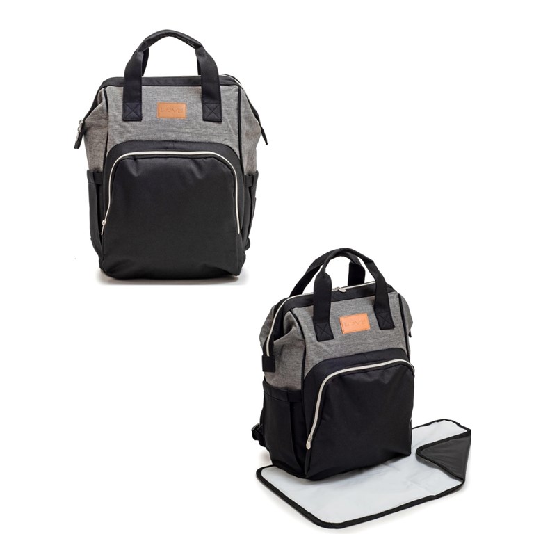 Mochila maternal con cambiador. 1 Bolsillo frontal externo con compartimiento térmico.• 2 Bolsillos laterales portamamaderas.• 3 Bolsillos internos con compartimientos térmicos.• Ganchos para co