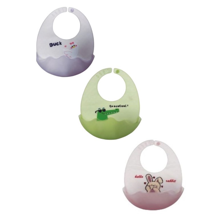 Babero de silicona con bolsillo, modelo ajustable en 4 medidas con bolsillo 3d. Love