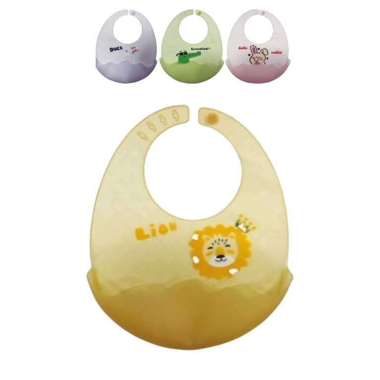 Babero de silicona con bolsillo, modelo ajustable en 4 medidas con bolsillo 3d. Love