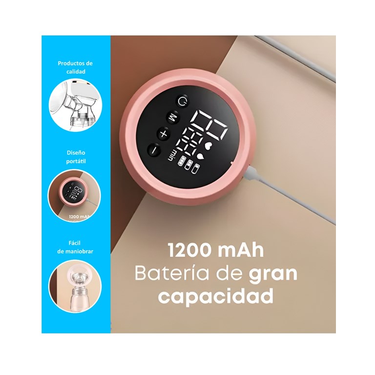 Sacaleche electrico 9 niveles de intensidad bateria recargable por usb incluyendo cable