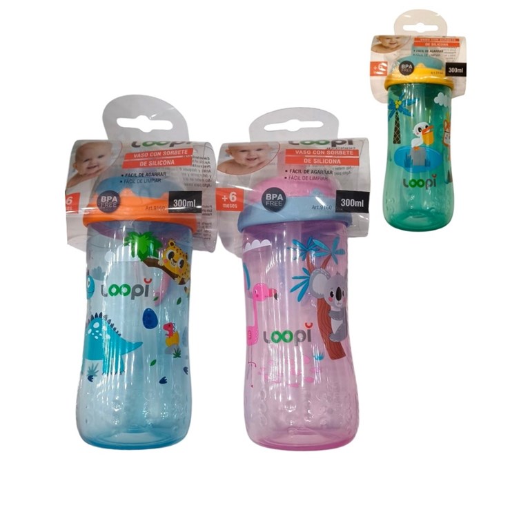 Vaso con sorbete de silicona300 ml. Love