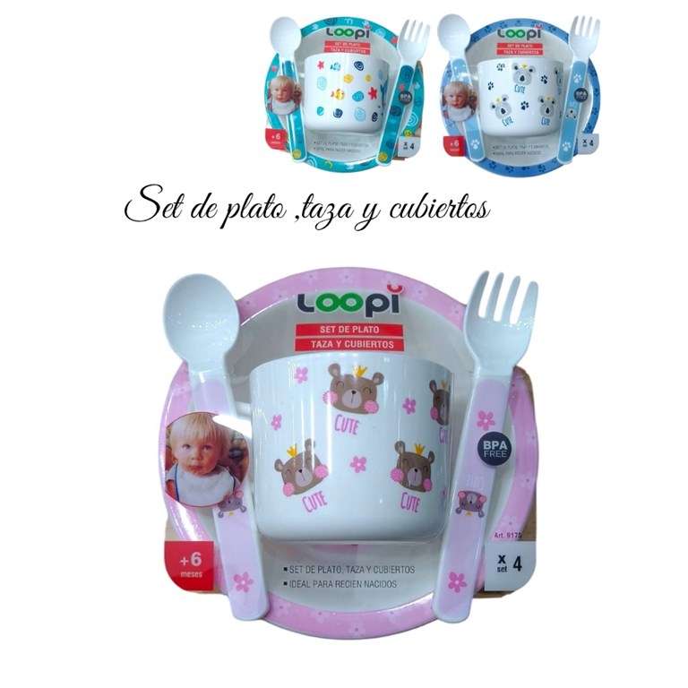 SET DE PLATO CUCHARA Y TENEDOR. LOVE
