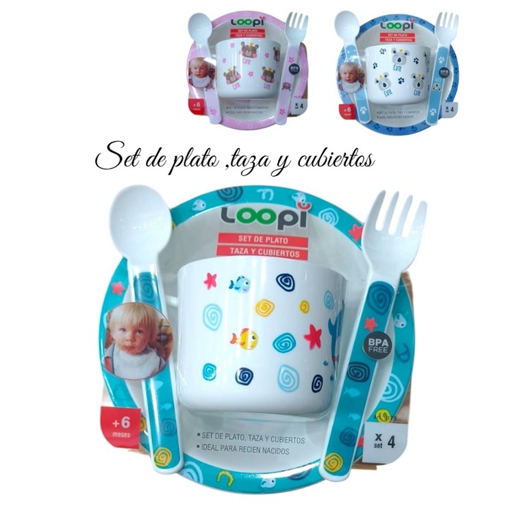 SET DE PLATO CUCHARA Y TENEDOR. LOVE