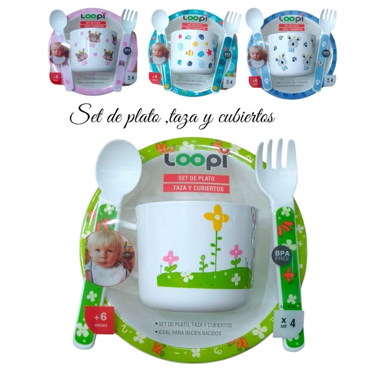 SET DE PLATO CUCHARA Y TENEDOR. LOVE