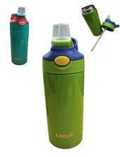 Termo de acero inoxidable 350 ml con pico blando sistema antivuelco mantiene bebudas por 24 horas.Love