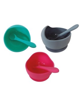 Bowl de silicona con cuchara x 1 unidad incluye sopapa con gran adhesion. Love