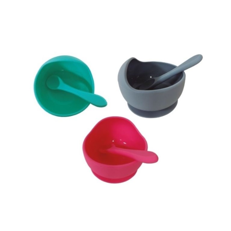Bowl de silicona con cuchara x 1 unidad incluye sopapa con gran adhesion. Love