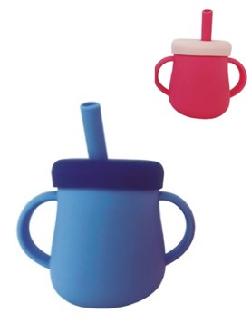 Vaso de silicona con sorbete 180ml. es 2 en 1 apto para microondas. Love