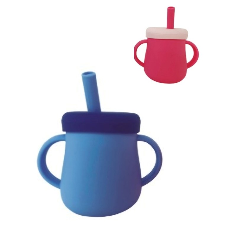 Vaso de silicona con sorbete 180ml. es 2 en 1 apto para microondas. Love