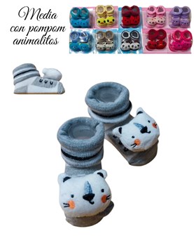 Media con pompon de animalitos. Mas de 18 variantes diferentes para bebes/as